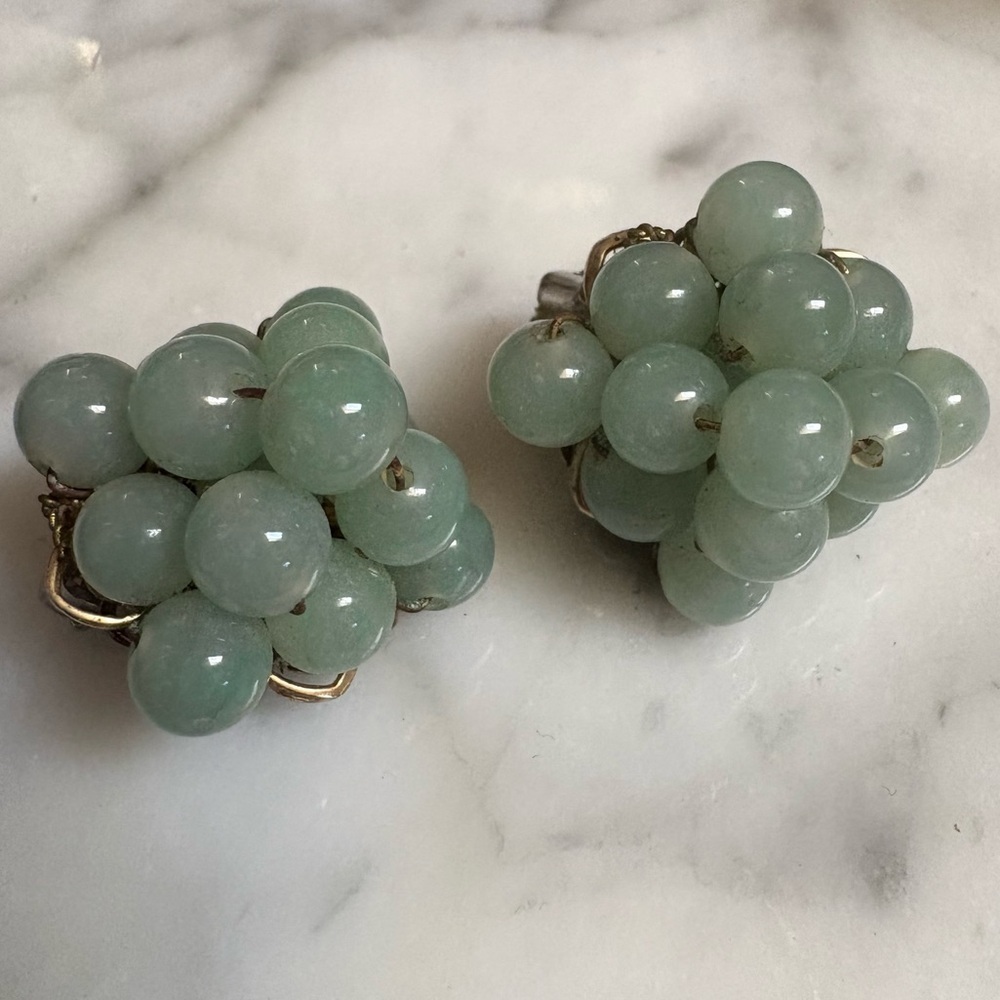 Vintage Green Cluster Earrings - Picture 16 of 16